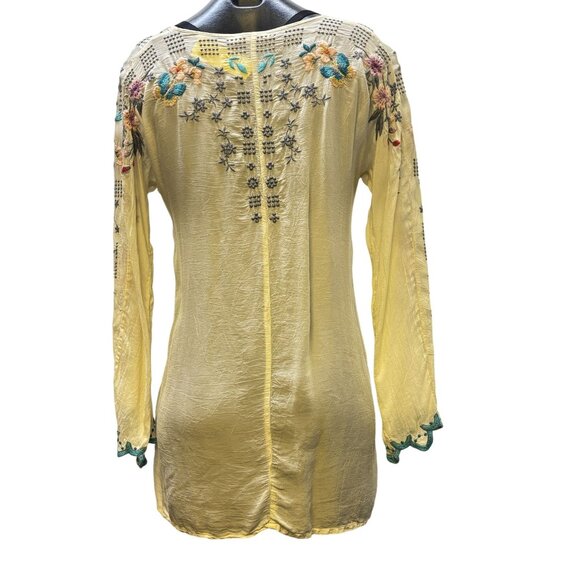 Johnny Was Embroidered Floral Tunic Top Beige S - Picture 2 of 5